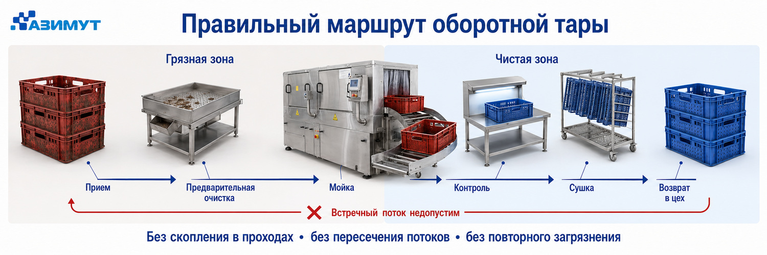 Правильный маршрут оборотной тары на производстве - ГК Азимут Екатеринбург