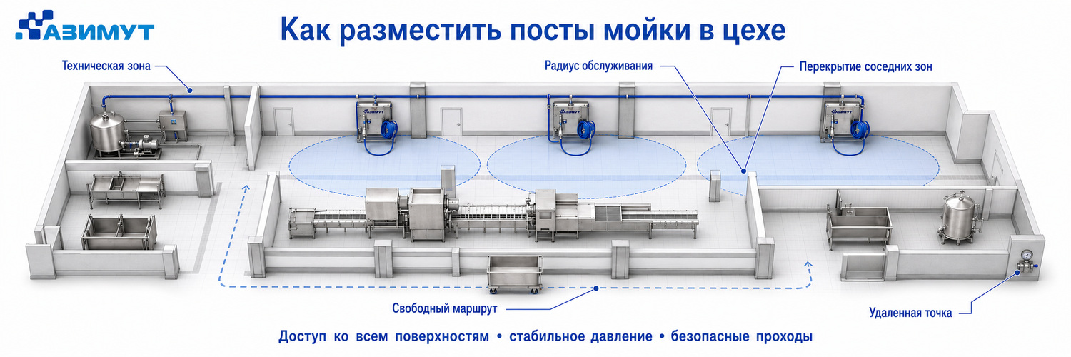 Как разместить посты для мойки в цехе - ГК Азимут Екатеринбург